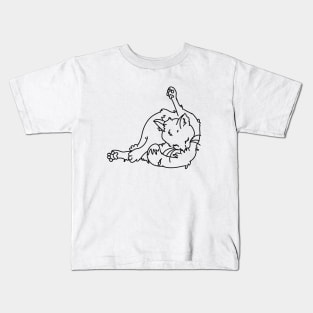 Bad Line Art Cat Lick.. Black Kids T-Shirt